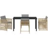 5-delars trädgårdsmöbelset med kuddar i beige poly rattan vidaXL 140 x 80 x 73 cm – miniatyr 7