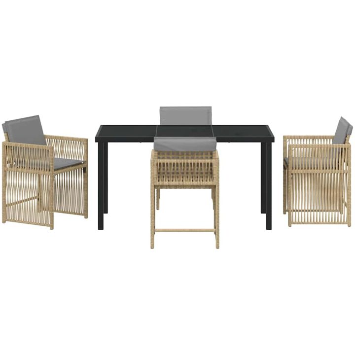 5-delars trädgårdsmöbelset med kuddar i beige poly rattan vidaXL 140 x 80 x 73 cm – bild 7
