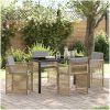 5-delars trädgårdsmöbelset med kuddar i beige poly rattan vidaXL 140 x 80 x 73 cm – miniatyr 1
