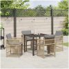 5-delars trädgårdsmöbelset med kuddar i beige poly-rattan vidaXL 80 x 80 x 73 cm – miniatyr 4