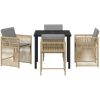 5-delars trädgårdsmöbelset med kuddar i beige poly-rattan vidaXL 80 x 80 x 73 cm – miniatyr 6