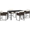 5-delars trädgårdsmöbelset med kuddar i brun poly rattan vidaXL 140 x 70 x 73 cm – miniatyr 2