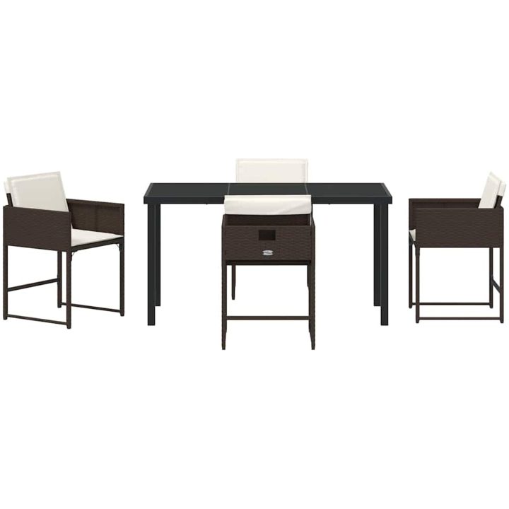 5-delars trädgårdsmöbelset med kuddar i brun poly rattan vidaXL 140 x 70 x 73 cm – bild 7