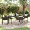 5-delars trädgårdsmöbelset med kuddar i brun poly rattan vidaXL 140 x 70 x 73 cm – miniatyr 1