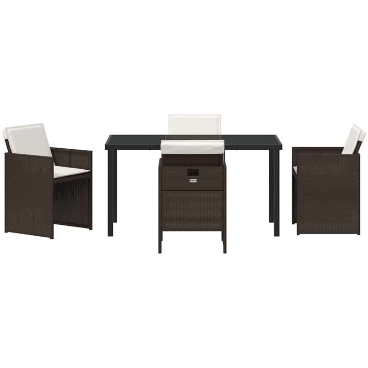 5 Delars Trädgårdsmöbelset med kuddar i brun poly-rattan vidaXL 140 x 70 x 73 cm – bild 6