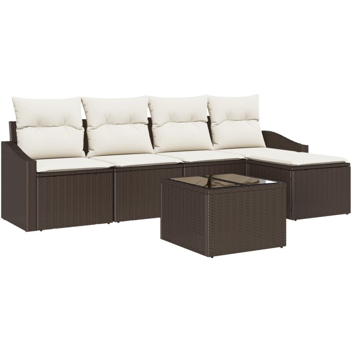 5 Delars Trädgårdsmöbelset med Kuddar i Grå Poly Rattan vidaXL 55 x 55 x 37 cm – bild 2