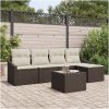 5 Delars Trädgårdsmöbelset med Kuddar i Grå Poly Rattan vidaXL 55 x 55 x 37 cm – miniatyr 1