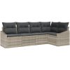 5-delars trädgårdsmöbelset med kuddar i ljusgrå poly-rattan vidaXL 233.5 x 123.5 x 85 cm – miniatyr 2