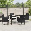 5-delars trädgårdsmöbelset med kuddar i svart polyester och rattan. vidaXL 140 x 70 x 73 cm – miniatyr 4