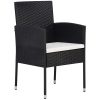 5-delars trädgårdsmöbelset med kuddar i svart polyester och rattan. vidaXL 140 x 70 x 73 cm – miniatyr 6