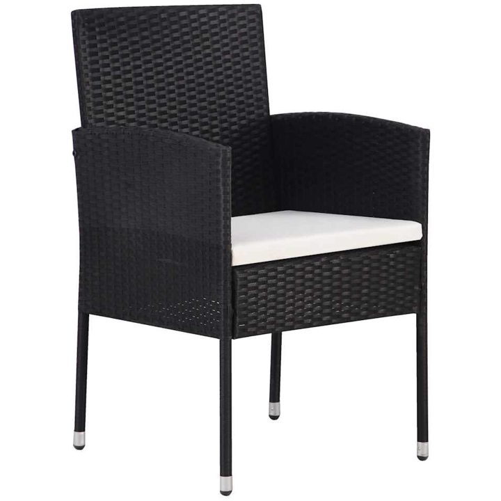 5-delars trädgårdsmöbelset med kuddar i svart polyester och rattan. vidaXL 140 x 70 x 73 cm – bild 6