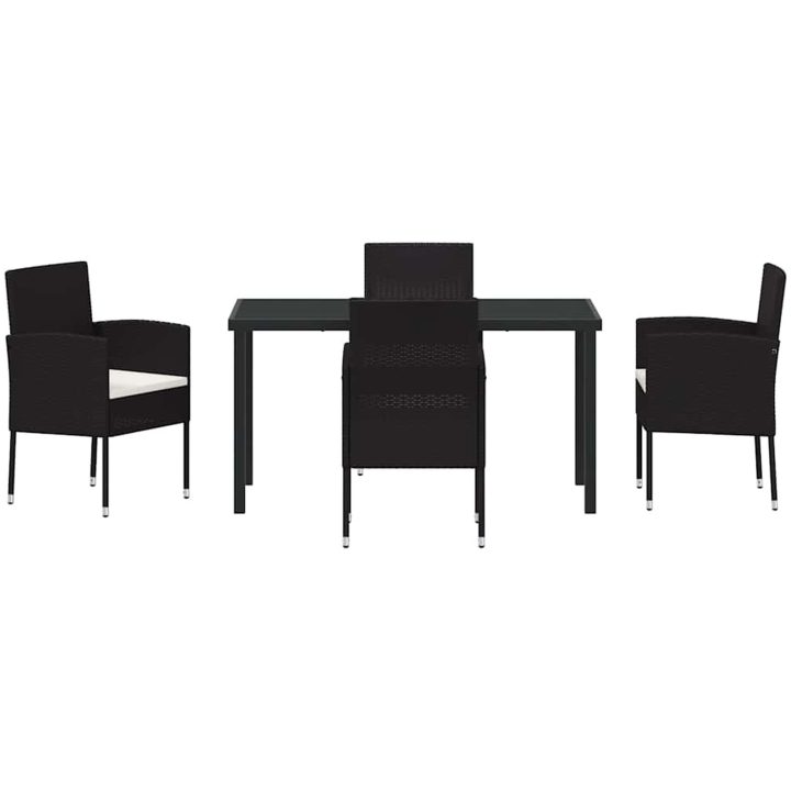 5-delars trädgårdsmöbelset med kuddar i svart polyester och rattan. vidaXL 140 x 70 x 73 cm – bild 7