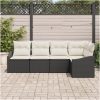 5-delars trädgårdsmöbelset med kuddar i svart polyrotting vidaXL 233.5 x 123.5 x 85 cm – miniatyr 3