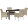 5-delars trädgårdsmöbelset med kuddar, ljusgrå poly-rattan vidaXL 4 - Sits – miniatyr 2