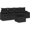 5 Delars Trädgårdsmöbelset Med Kuddar Svart Poly Rattan vidaXL 55 x 55 x 37 cm – miniatyr 2