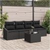 5 Delars Trädgårdsmöbelset Med Kuddar Svart Poly Rattan vidaXL 55 x 55 x 37 cm – miniatyr 1