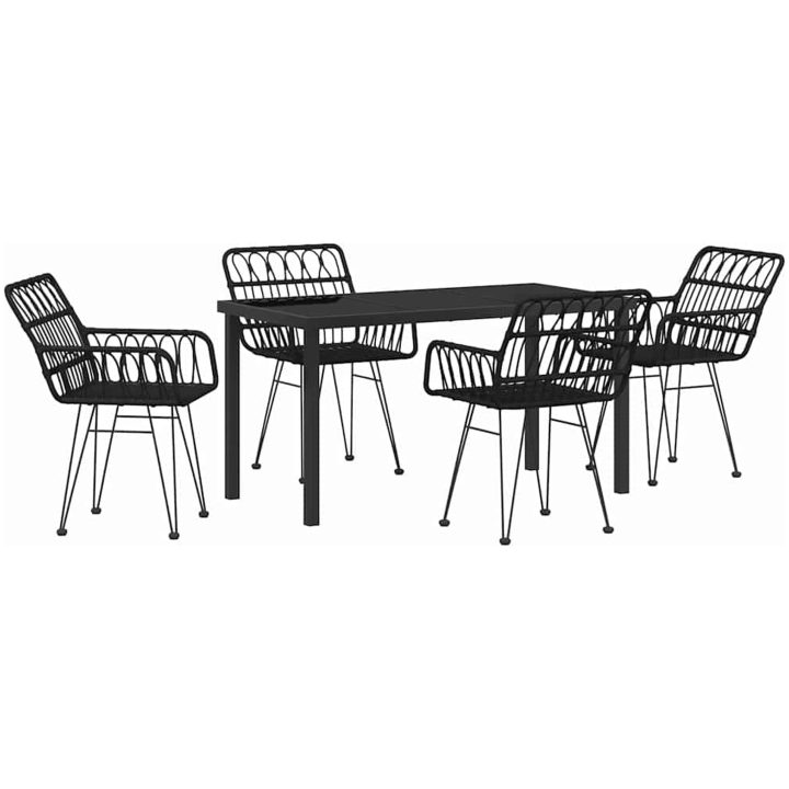 5-delars trädgårdsmöbelset, svart poly rattan. vidaXL 140 x 70 x 73 cm – bild 2