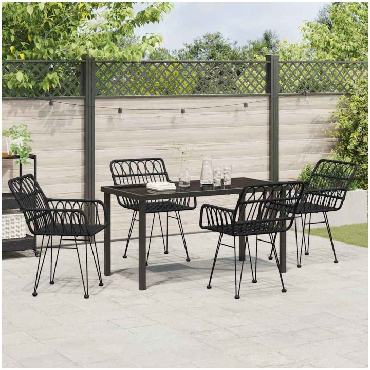 5-delars trädgårdsmöbelset, svart poly rattan. vidaXL 140 x 70 x 73 cm – bild 3