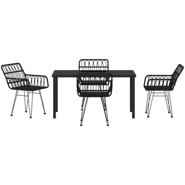 5-delars trädgårdsmöbelset, svart poly rattan. vidaXL 140 x 70 x 73 cm – bild 5