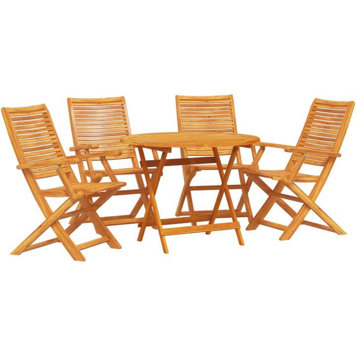 5 Delars Trädgårdsmöblemang i Massivt Akaciaträ vidaXL ⌀90x75 cm – bild 2