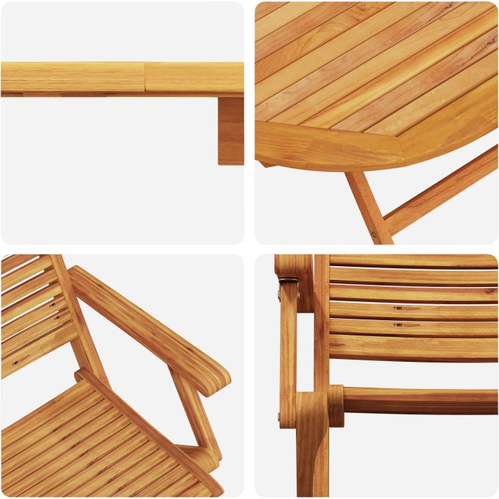5 Delars Trädgårdsmöblemang i Massivt Akaciaträ vidaXL ⌀90x75 cm – bild 11