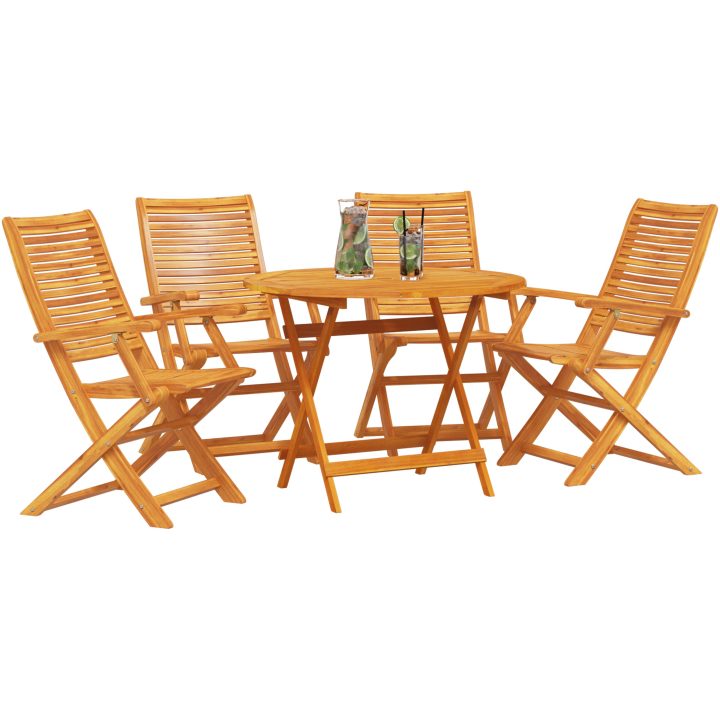 5 Delars Trädgårdsmöblemang i Massivt Akaciaträ vidaXL ⌀90x75 cm – bild 3
