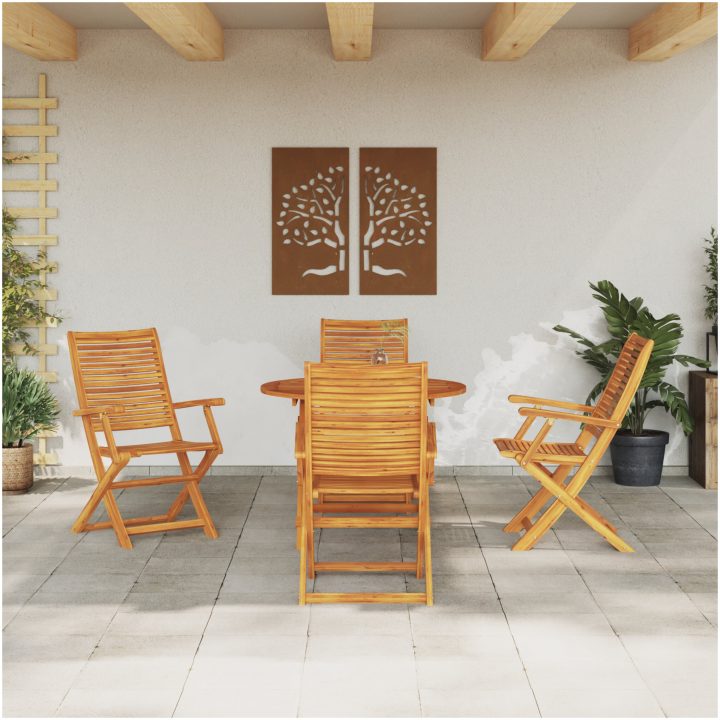 5 Delars Trädgårdsmöblemang i Massivt Akaciaträ vidaXL ⌀90x75 cm – bild 4