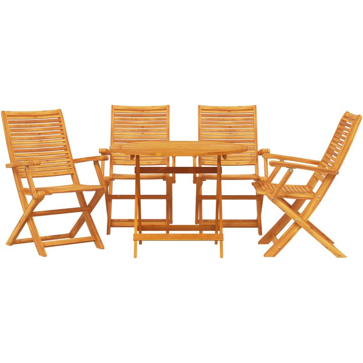 5 Delars Trädgårdsmöblemang i Massivt Akaciaträ vidaXL ⌀90x75 cm – bild 7