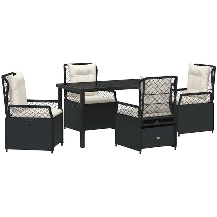 5-delars Trädgårdsmöbler Set - Svart Poly Rattan vidaXL 140 x 80 x 73 cm – bild 2