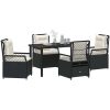 5-delars Trädgårdsmöbler Set - Svart Poly Rattan vidaXL 140 x 80 x 73 cm – miniatyr 3