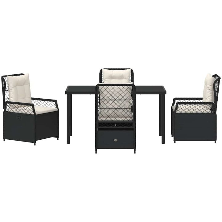 5-delars Trädgårdsmöbler Set - Svart Poly Rattan vidaXL 140 x 80 x 73 cm – bild 7
