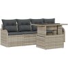 5-delars trädgårdsofa med kuddar Ljusgrå poly rotting vidaXL Standard – miniatyr 2