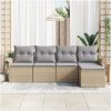 5-delars Trädgårdsoffセット med Kuddar - Beige Poly Rattan vidaXL 251 x 117 x 85 cm – miniatyr 3