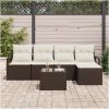 5-delars trädgårdsoffセット med kuddar grå poly rattan vidaXL Standard – miniatyr 3