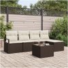 5-delars trädgårdsoffセット med kuddar grå poly rattan vidaXL Standard – miniatyr 1
