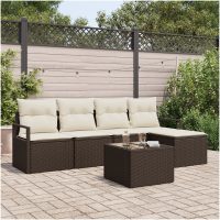 5-delars trädgårdsoffセット med kuddar grå poly rattan vidaXL
