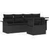 5-delars trädgårdsoffセット med kuddar Svart Poly Rattan vidaXL Stor – miniatyr 2