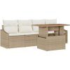 5-delars Trädgårdsoff Set med Kuddar Beige Poly Rattan vidaXL 100 x 55 x 73 cm – miniatyr 2