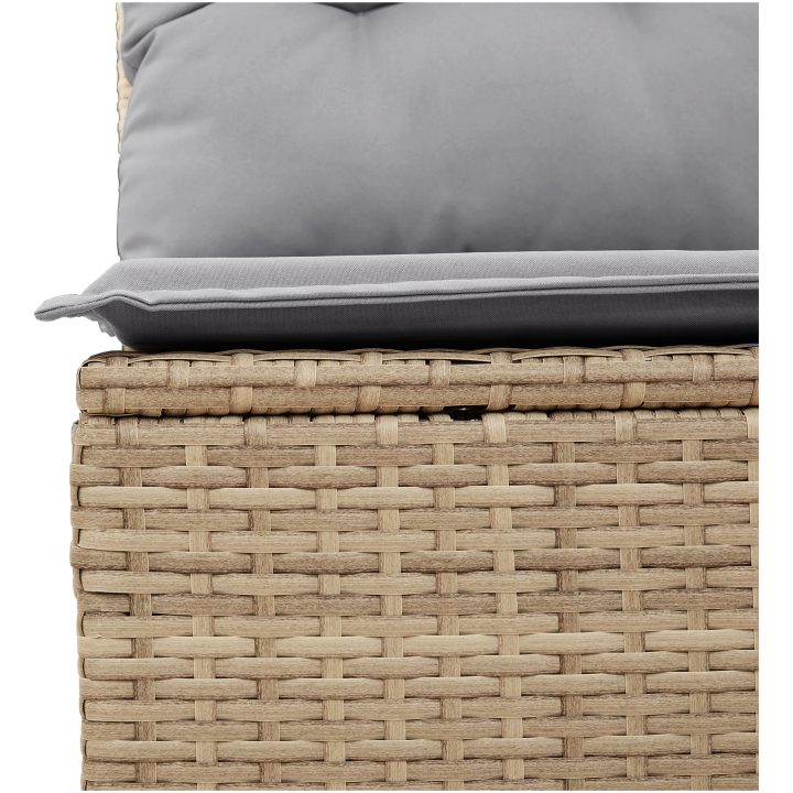 5-delars trädgårdsoff set med kuddar Beige polyrotting akacia vidaXL 55 x 55 x 37 cm – bild 8