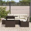 5-delars trädgårdsoff-set med kuddar, brun poly-rattan. vidaXL 100 x 55 x 73 cm – miniatyr 3