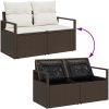 5-delars Trädgårdsoff Set med Kuddar Brun Poly Rattan vidaXL Medium – miniatyr 9