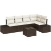 5-delars trädgårdsoff set med kuddar grå poly rattan vidaXL 264 x 154 x 85 cm – miniatyr 2