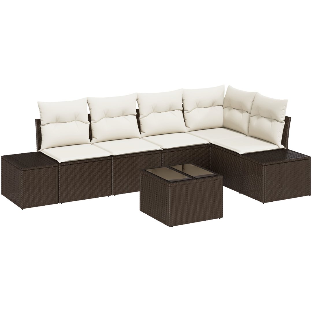 5-delars trädgårdsoff set med kuddar grå poly rattan vidaXL 264 x 154 x 85 cm – bild 2