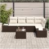 5-delars trädgårdsoff set med kuddar grå poly rattan vidaXL 264 x 154 x 85 cm – miniatyr 3