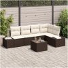 5-delars trädgårdsoff set med kuddar grå poly rattan vidaXL 264 x 154 x 85 cm – miniatyr 1