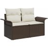 5-delars trädgårdsoff-set med kuddar i brun poly-rattan vidaXL Medium – miniatyr 5