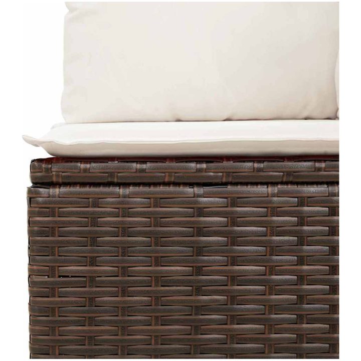 5-delars trädgårdsoff-set med kuddar i brun poly-rattan vidaXL Medium – bild 7