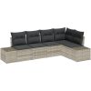 5-delars trädgårdsoff-set med kuddar i ljusgrå poly rattan vidaXL 264 x 154 x 85 cm – miniatyr 2
