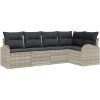 5 Delars Trädgårdsoff Set med Kuddar Ljust Grå Polyrotting vidaXL 234 x 124 x 85 cm – miniatyr 2