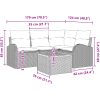 5-delars trädgårdsoff set med kuddar svart poly rattan akacia vidaXL 55 x 55 x 37 cm – miniatyr 12